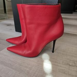 Red Stiletto Ankle Boots